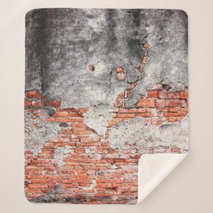Old red brick wall rough of old temple in Ayutthay Sherpa Blanket