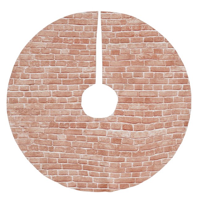 Old red brick wall texture. brushed polyester tree skirt (Front)