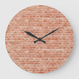 Old red brick wall texture. large clock