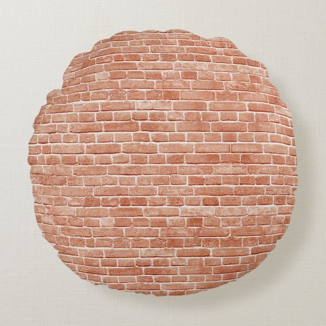 Old red brick wall texture. round cushion (Front)