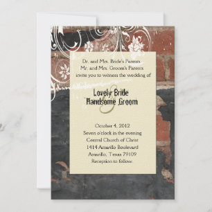 Old Red Brick Wedding Invitation
