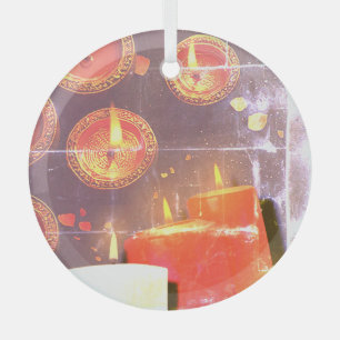 Old red candles glass tree decoration