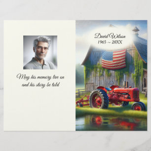 Old Red Farm Tractor Funeral Flyer Custom Letterhead