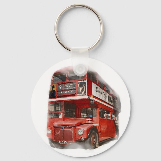 Old Red London Bus Key Ring (Front)