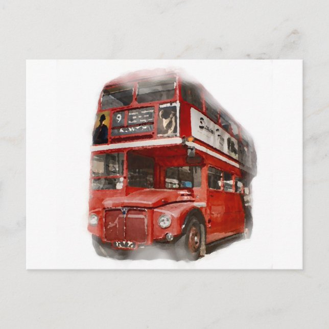 Old Red London Bus Postcard (Front)