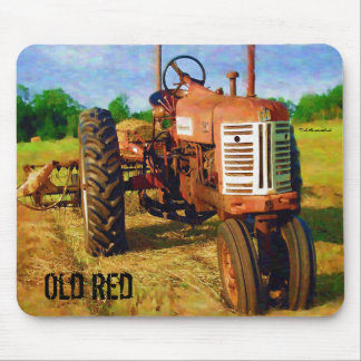 Old red mouse mat