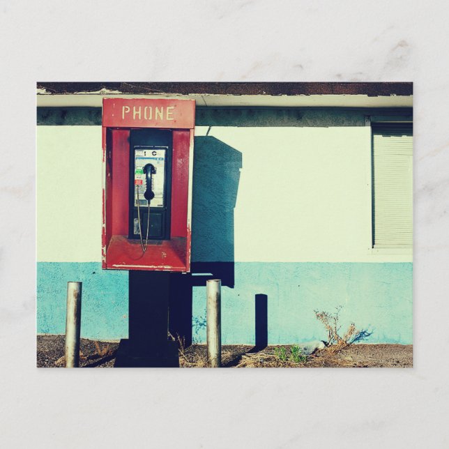 Old Red Telephone Phone Box Postcard (Front)