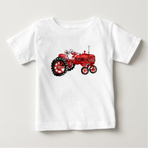 Old red tractor drawing baby T-Shirt