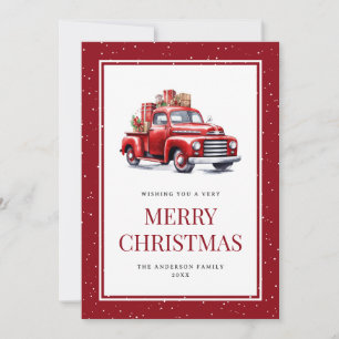 Old Red Truck Gifts Snowy Merry Christmas Cards