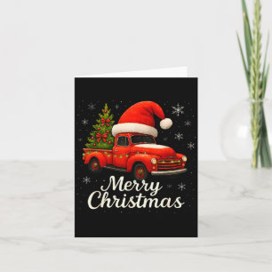 Old Red Truck Santa Hat Xmas Tree Merry Christmas  Card