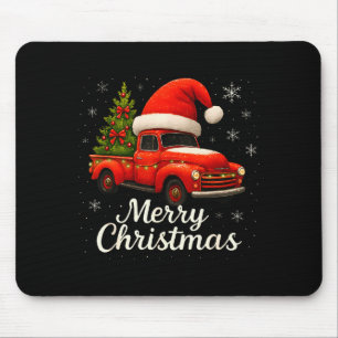 Old Red Truck Santa Hat Xmas Tree Merry Christmas Mouse Mat