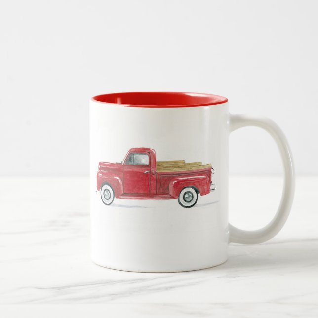 Old Red Truck Two-Tone Coffee Mug (Right)