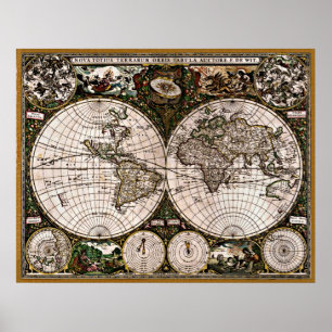 Old Restored World Map#3 Poster