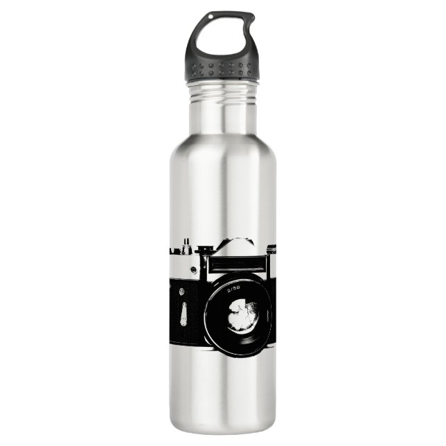 Old retro monochrome SLR camera 710 Ml Water Bottle (Front)