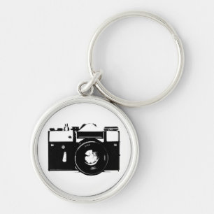 Old retro monochrome SLR camera Key Ring