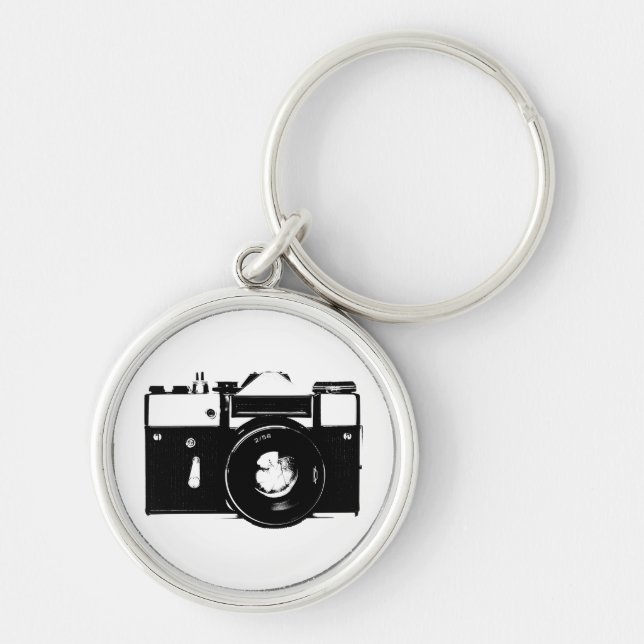 Old retro monochrome SLR camera Key Ring (Front)