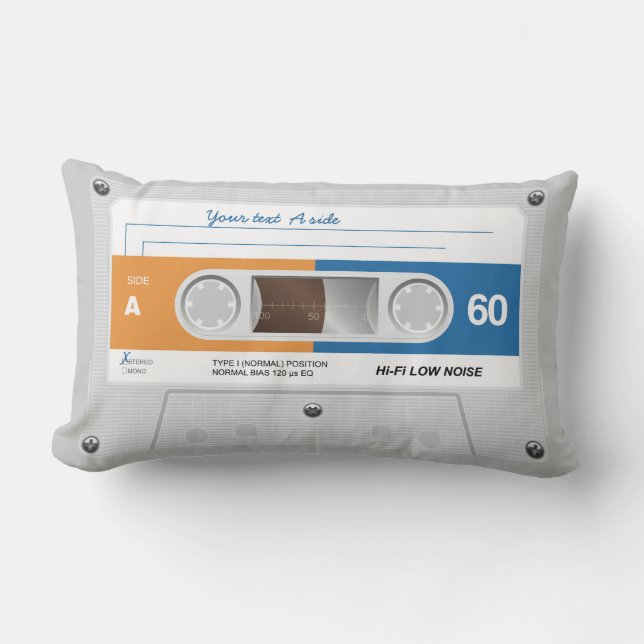 Old Retro Music Cassette Mix Tape Lumbar Cushion (Front)