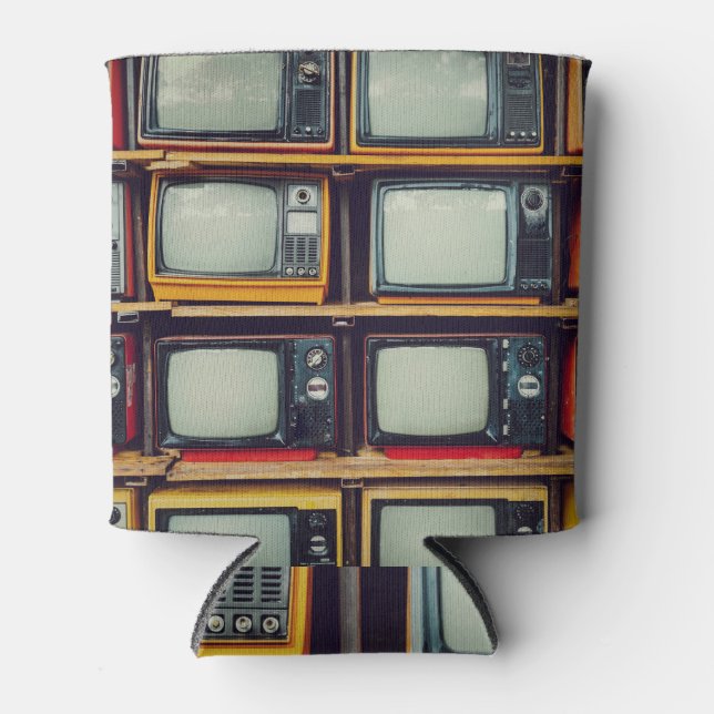 Old Retro Television Blank Screen Can Cooler (Front)