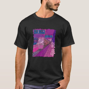 Old Retro Vapour Wave Train Station Tram Station T-Shirt