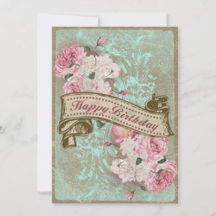 Old Ribbon Birthday Card - Greeting Card