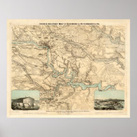 Old Richmond to Petersburg VA Civil War Map (1864)