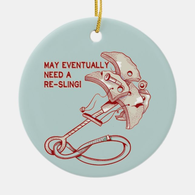 Old Rock climbing cam funny  Ceramic Tree Decoration (Front)