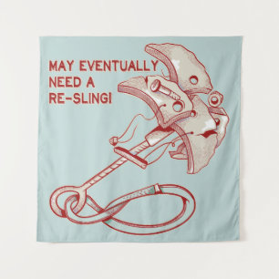 Old Rock climbing cam funny  Tapestry