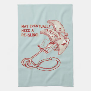 Old Rock climbing cam funny Tea Towel