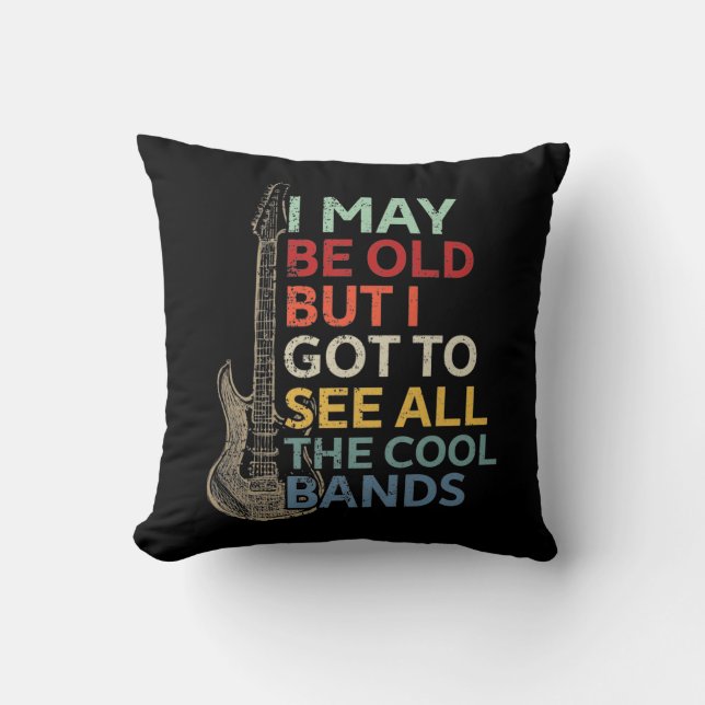 Old Rock Music Band Lover Guitar Musician Cushion (Front)
