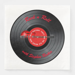 Old Rocker Dude Guitar Record Birthday Party Napkin