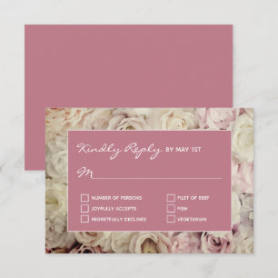 Old Rose Pink RSVP Cards Rose Background