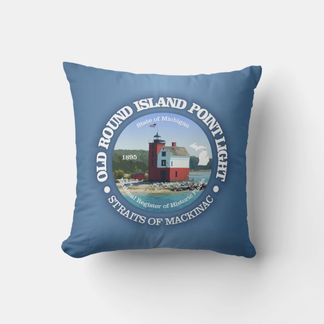 Old Round Island Point Light Cushion (Front)