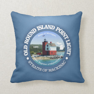 Old Round Island Point Light Cushion