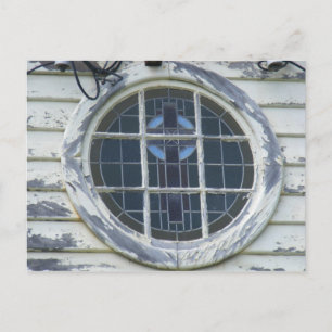 Old round window postcard