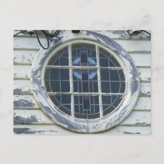 Old round window postcard