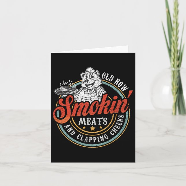 Old Row Smokin' Meats And Clapping Cheeks Funny Bb Card (Front)