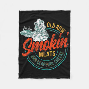 Old Row Smokin' Meats And Clapping Cheeks Funny Bb Fleece Blanket