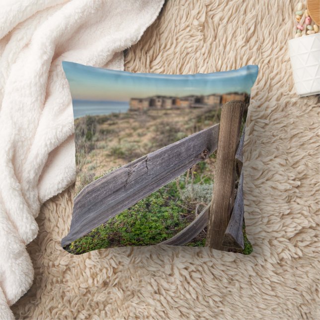 Old Rugged Beach Fence  Cushion (Blanket)