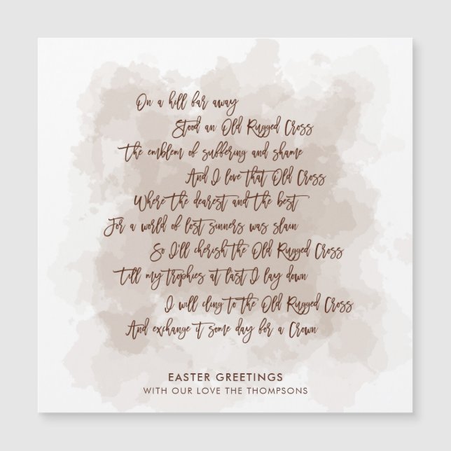 Old Rugged Cross Lyrics Script Easter Keepsake (Front)