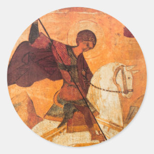 Old Russian icon of St.George Classic Round Sticker