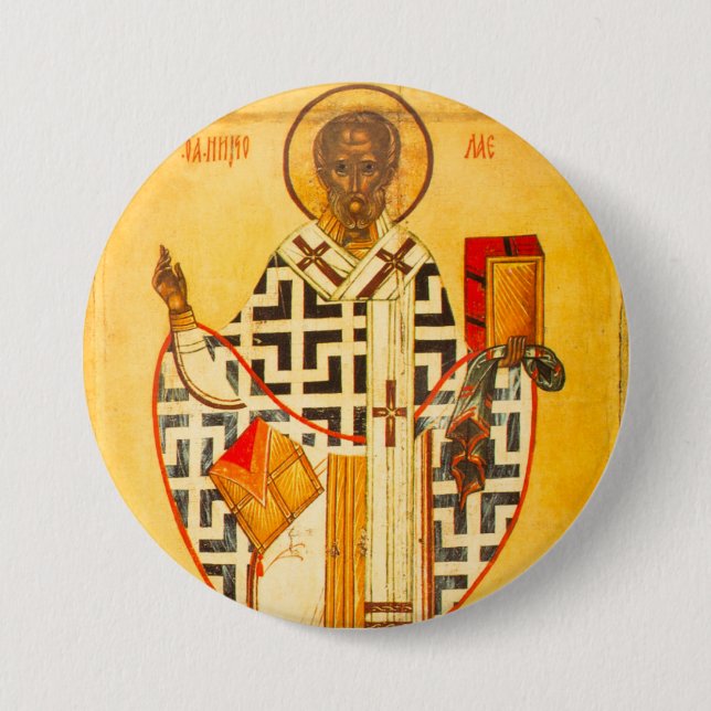 Old Russian icon of St.Nicholas 7.5 Cm Round Badge (Front)