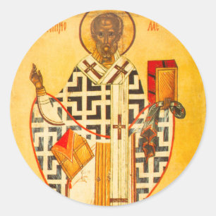 Old Russian icon of St.Nicholas Classic Round Sticker