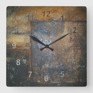 Old Rust Square Wall Clock
