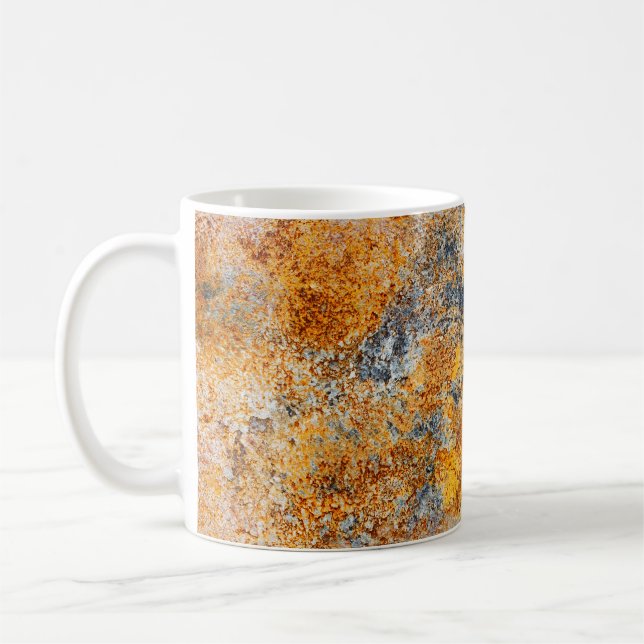 Old rust texture, grunge metallic background. coffee mug (Left)