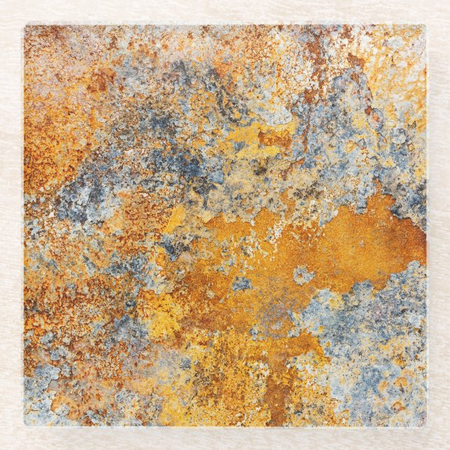 Old rust texture, grunge metallic background. glass coaster (Front)
