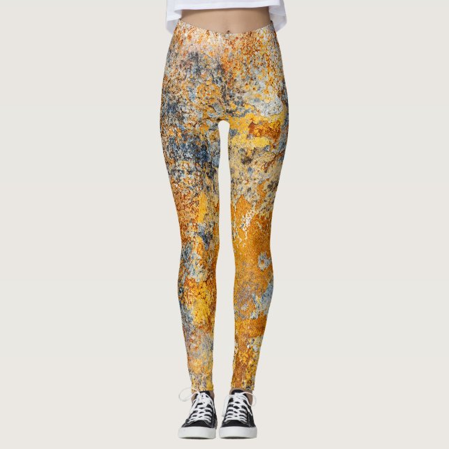 Old rust texture, grunge metallic background. leggings (Front)