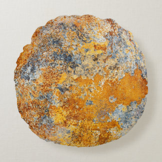 Old rust texture, grunge metallic background. round cushion