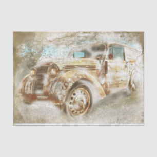 Old Rusted Renault Juvaquatre Van Decoupage Tissue Paper