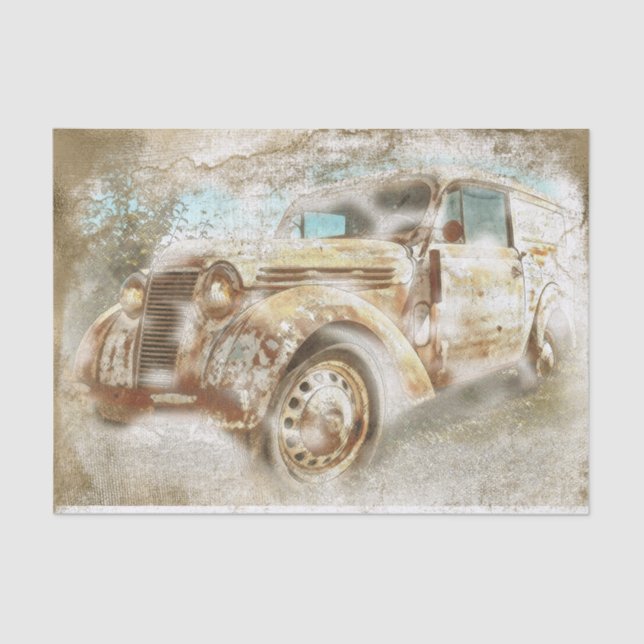 Old Rusted Renault Juvaquatre Van Decoupage Tissue Paper (Front)