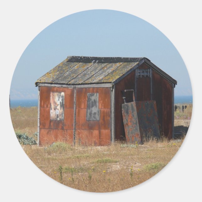 Old Rusted Shack Hut Cabinet Classic Round Sticker (Front)